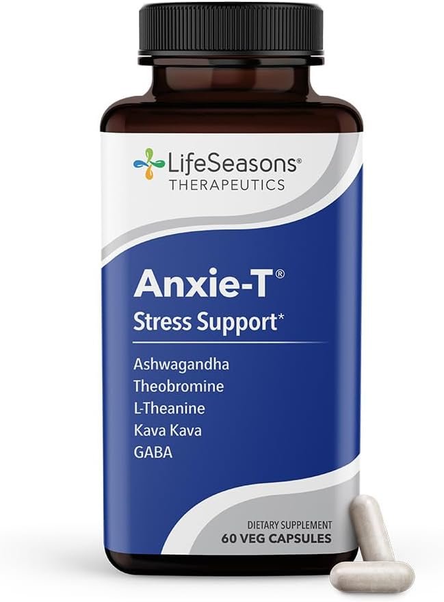 LifeSeasons Anxie-T – Stress Relief Supplement – Supports Mood & Mental Focus – Feel Calm and Relaxed – Eases Tension & Nervousness – Ashwagandha, Kava Kava, GABA & L-Theanine – 60 Capsules