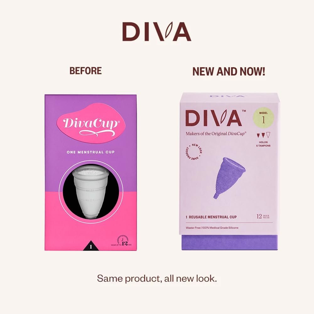 DivaCup – Menstrual Cup – Feminine Hygiene – Leak-Free – BPA Free – Model 1 with Shaker Cup