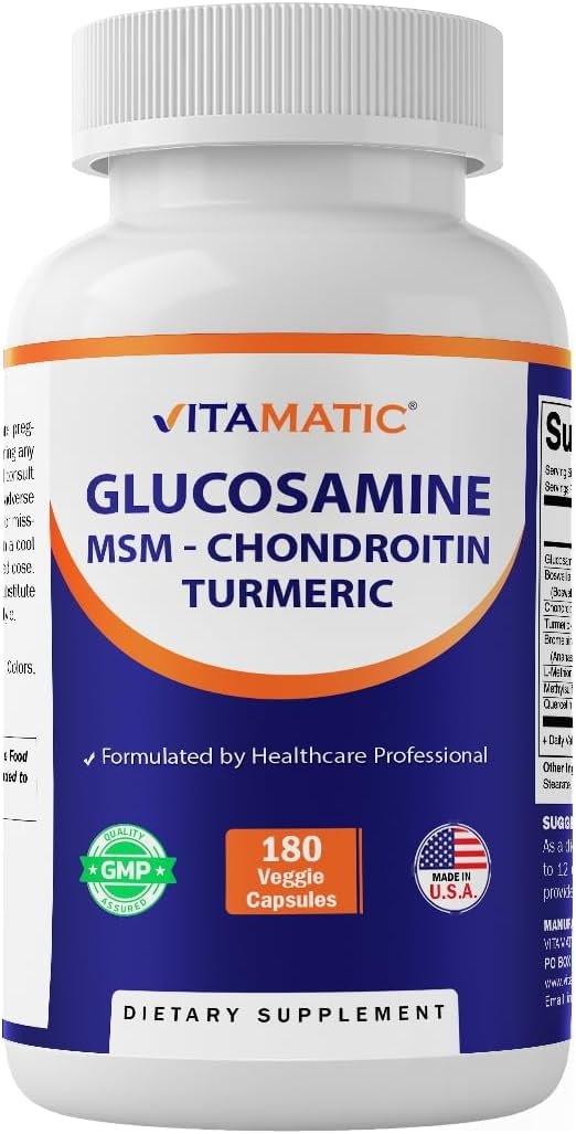 Vitamatic Glucosamine Chondroitin MSM Turmeric, 180 Capsules