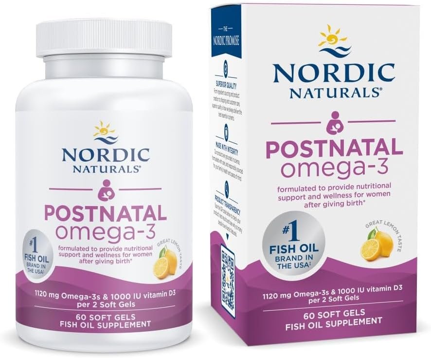 Nordic Naturals Postnatal Omega-3, 1120mg EPA & DHA+1000IU D3-60 Count