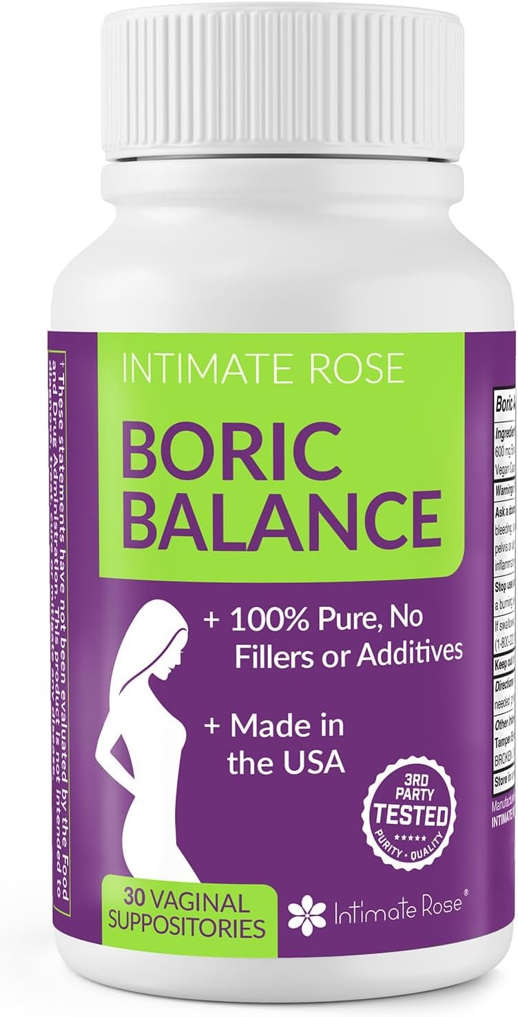 Intimate Rose Boric Acid Vaginal Suppositories, 30 Count