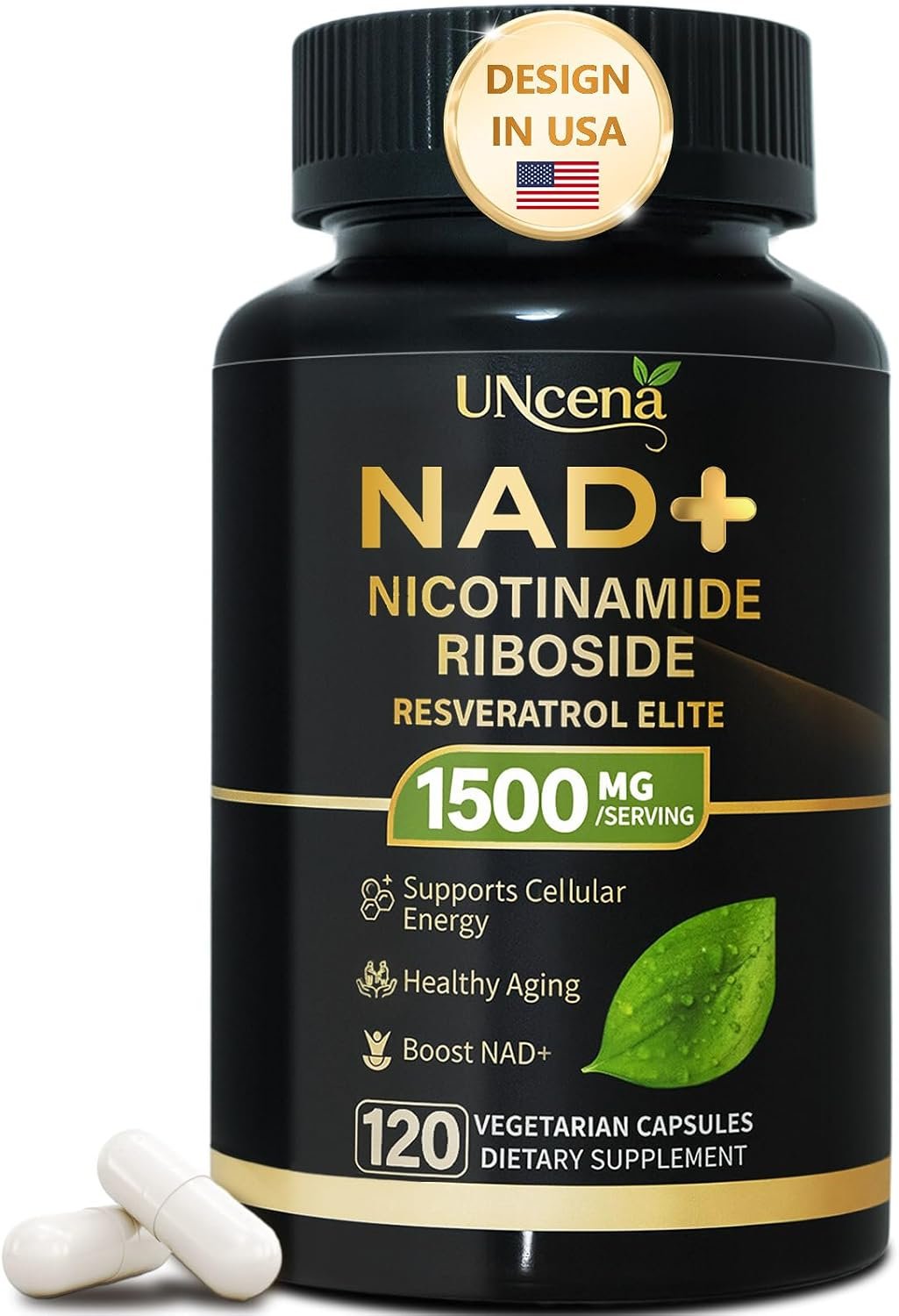 NAD Supplement 1500mg – Liposomal NAD+ Resveratrol – 120 Capsules | Nicotinamide Riboside, NAD Plus Boosting – Support Cellular Health, Stamina & Healthy Aging for Women & Men