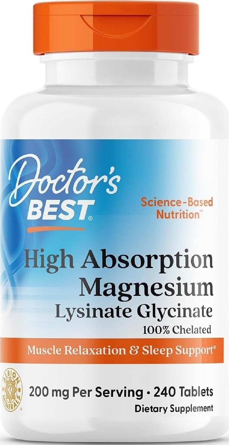 Doctor’s Best High Absorption Magnesium Glycinate Lysinate, 240 Count