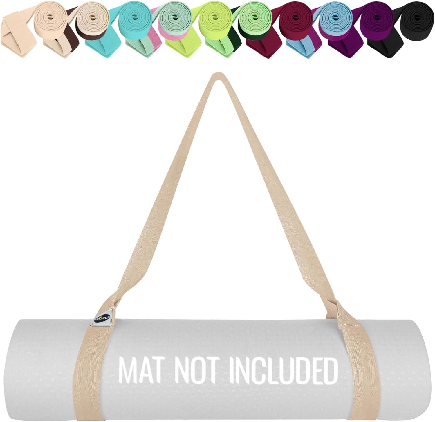 TECEUM Yoga Mat Strap – Extra Soft & Thick Cotton Carrier for All Mats