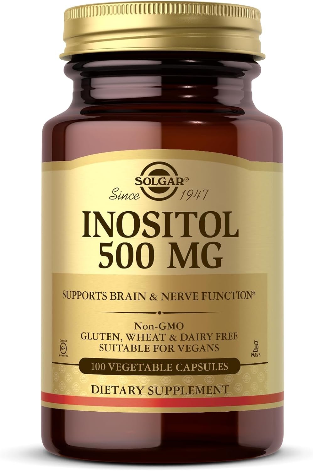 Solgar Inositol 500 mg – 100 Vegetable Capsules – Supports Cellular Function & Brain Health – Vegan, Gluten Free, Dairy Free, Kosher – 100 Servings