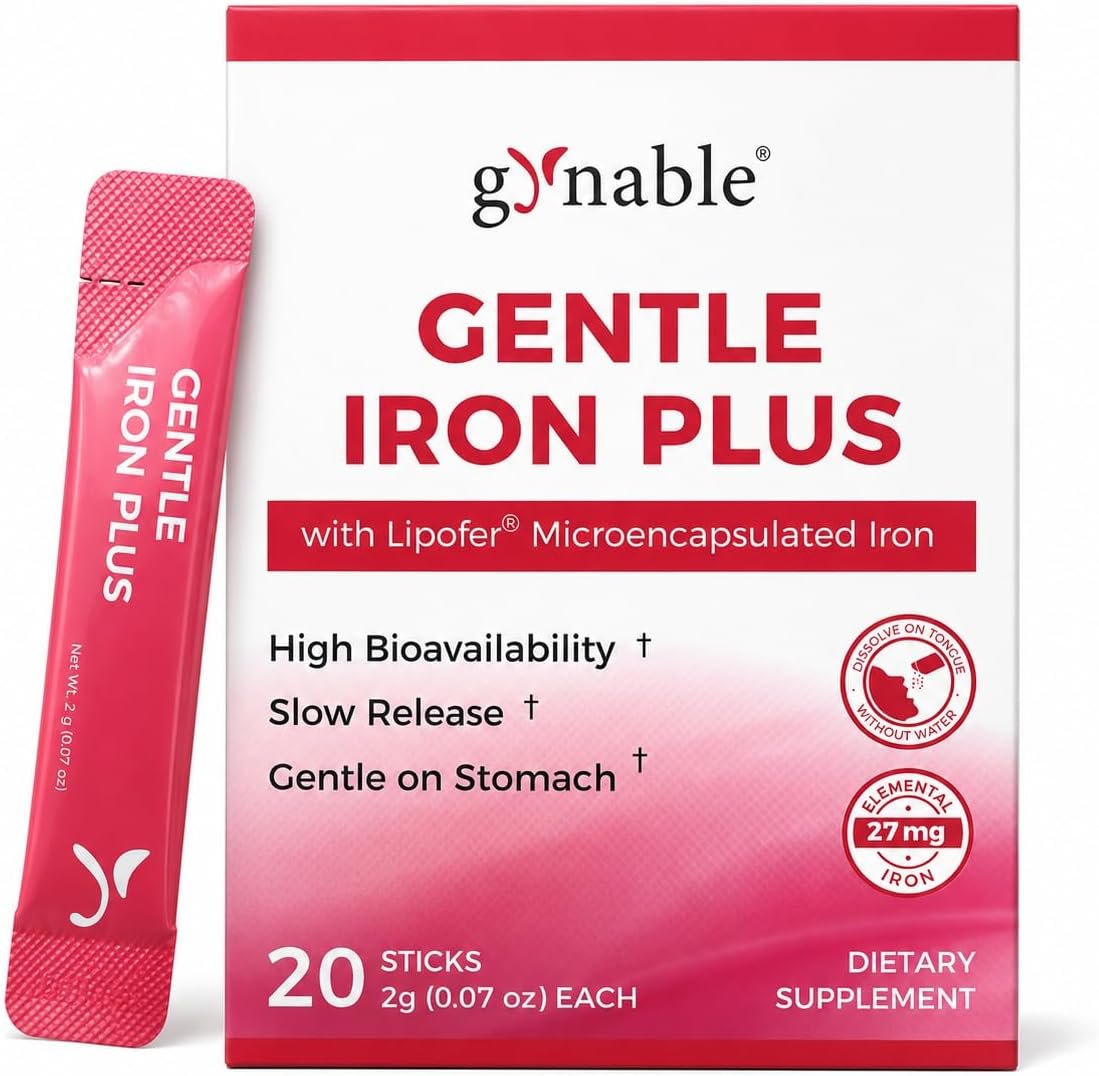 Gentle Iron Supplement for Women: Slow Release 27mg Melt-in-Mouth Iron Powder with Vitamin C, B12 & Folic Acid, Easy on Stomach, Non-Constipating, Vegan Lipofer® Iron Plus, 20 Sticks