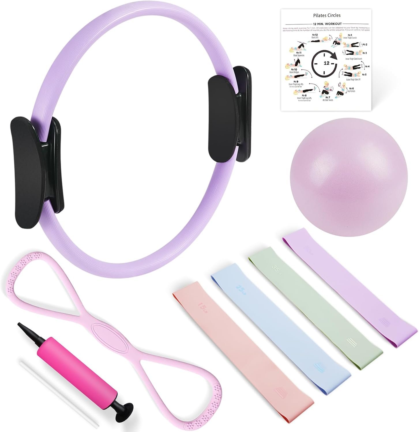 Pilates Kit, Pilates Essentials Kit for Women, 15” Pilates Ring and Ball Set