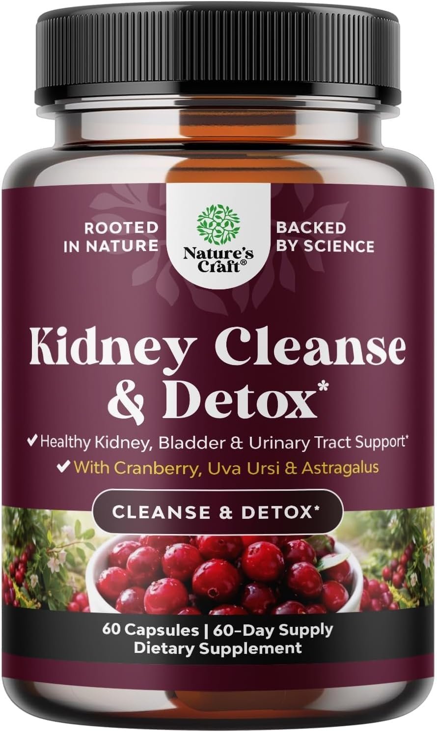 Advanced Kidney Cleanse Support – Cranberry Extract Capsules – 60 Count