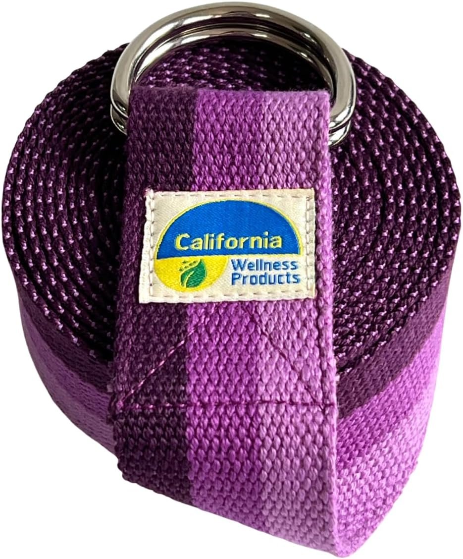California Yoga Strap | Yoga Belt with Safe Adjustable D-Ring Buckle for Pilates | Stretching Strap | Exercise Bands | Physical Therapy | Improves Sitting Posture