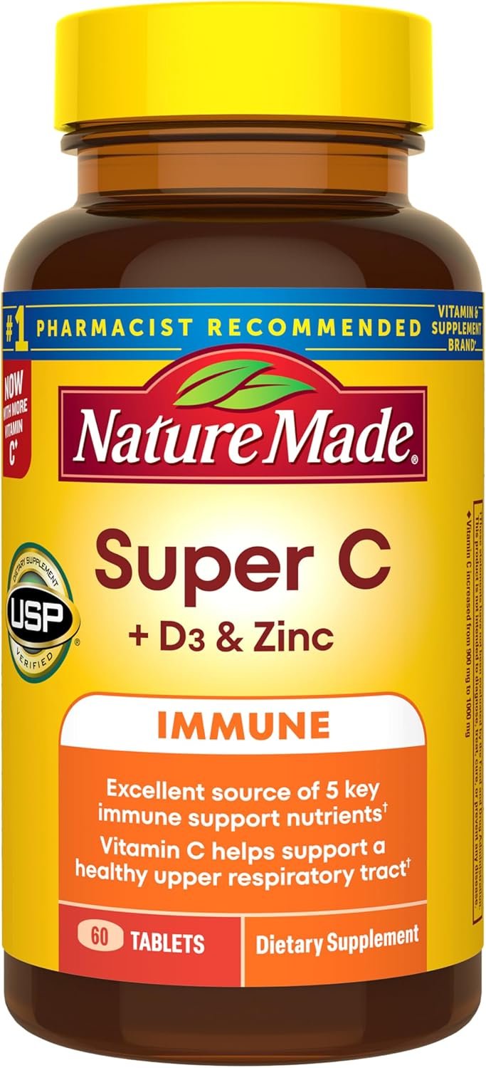 Nature Made Super C Tablets with Vitamin D3 and Zinc, 60 Tablets