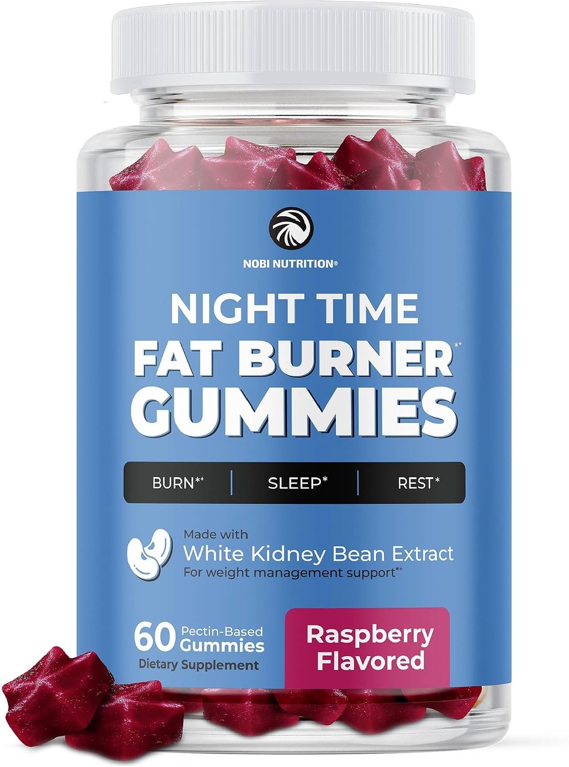 Night Time Fat Burner Gummies, Sleep Support and Weight Loss Supplement | Slimming Hunger Suppressant & Metabolism Booster, Shred Belly Fat While You Sleep, 60 Nighttime Diet Gummies for Women & Men