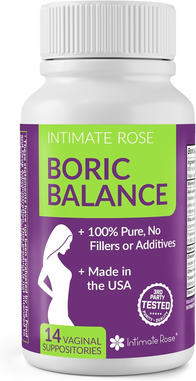 Intimate Rose Boric Acid Vaginal Suppositories, 14 Count
