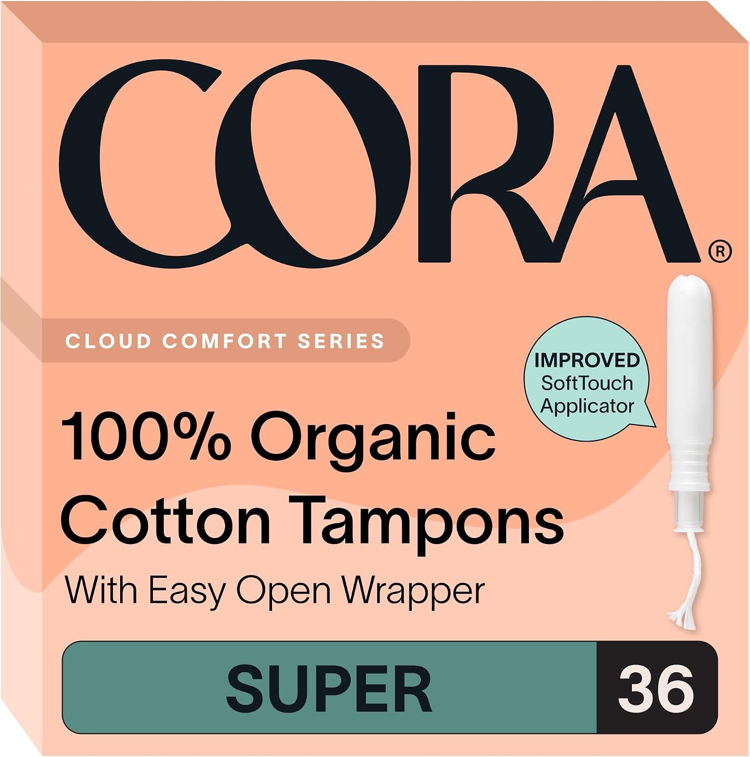 Cora Organic Cotton Tampons (36 Super Tampons)