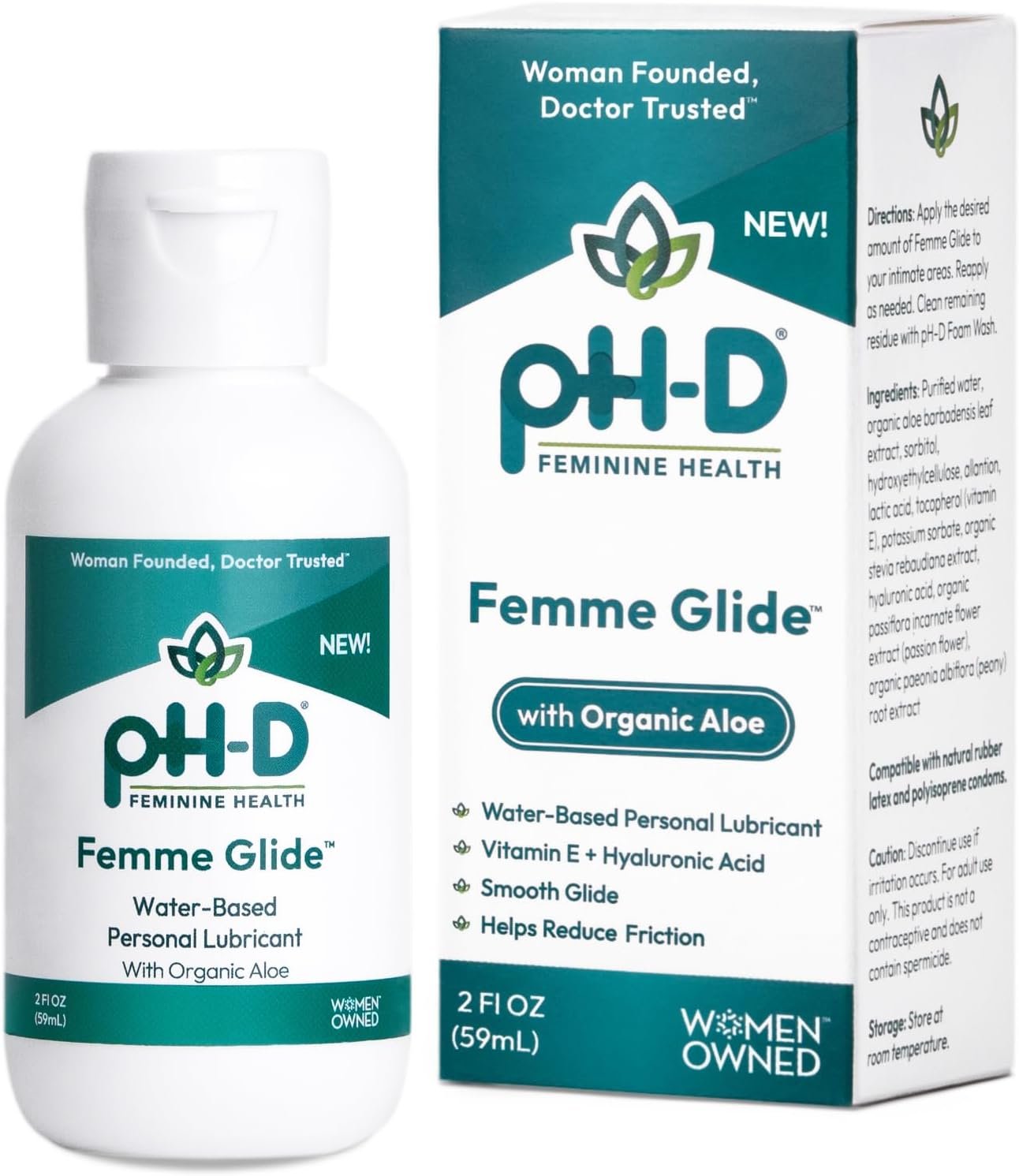 pH-D Feminine Health Water-Based Personal Lubricant, Femme Glide, 2 oz