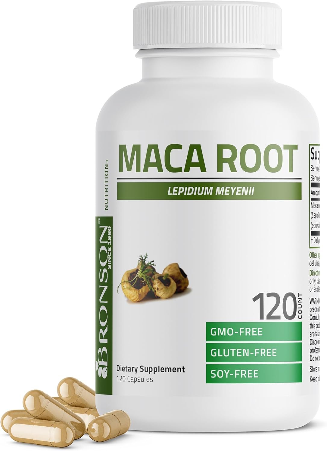 Bronson Maca Root Lepidium Meyenii Non-GMO, 120 Vegetarian Capsules