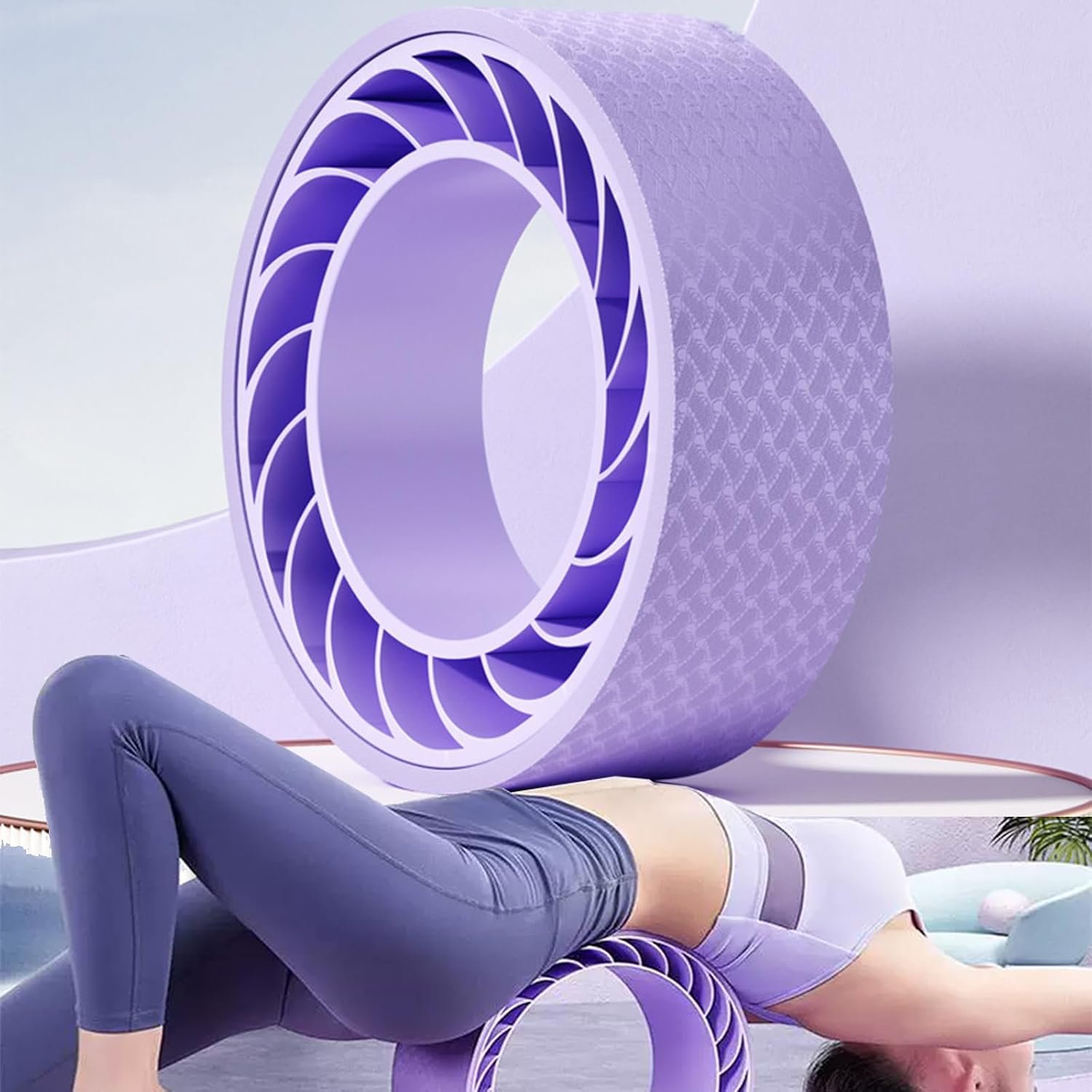 Curve magic wheel：Fit Prop Foam Padded Back Stretcher Wheel with Center Spine Cradle，Yoga Wheel for Improving Yoga Poses, Backbends Balance Stretching PainEssential high-value fitness tool