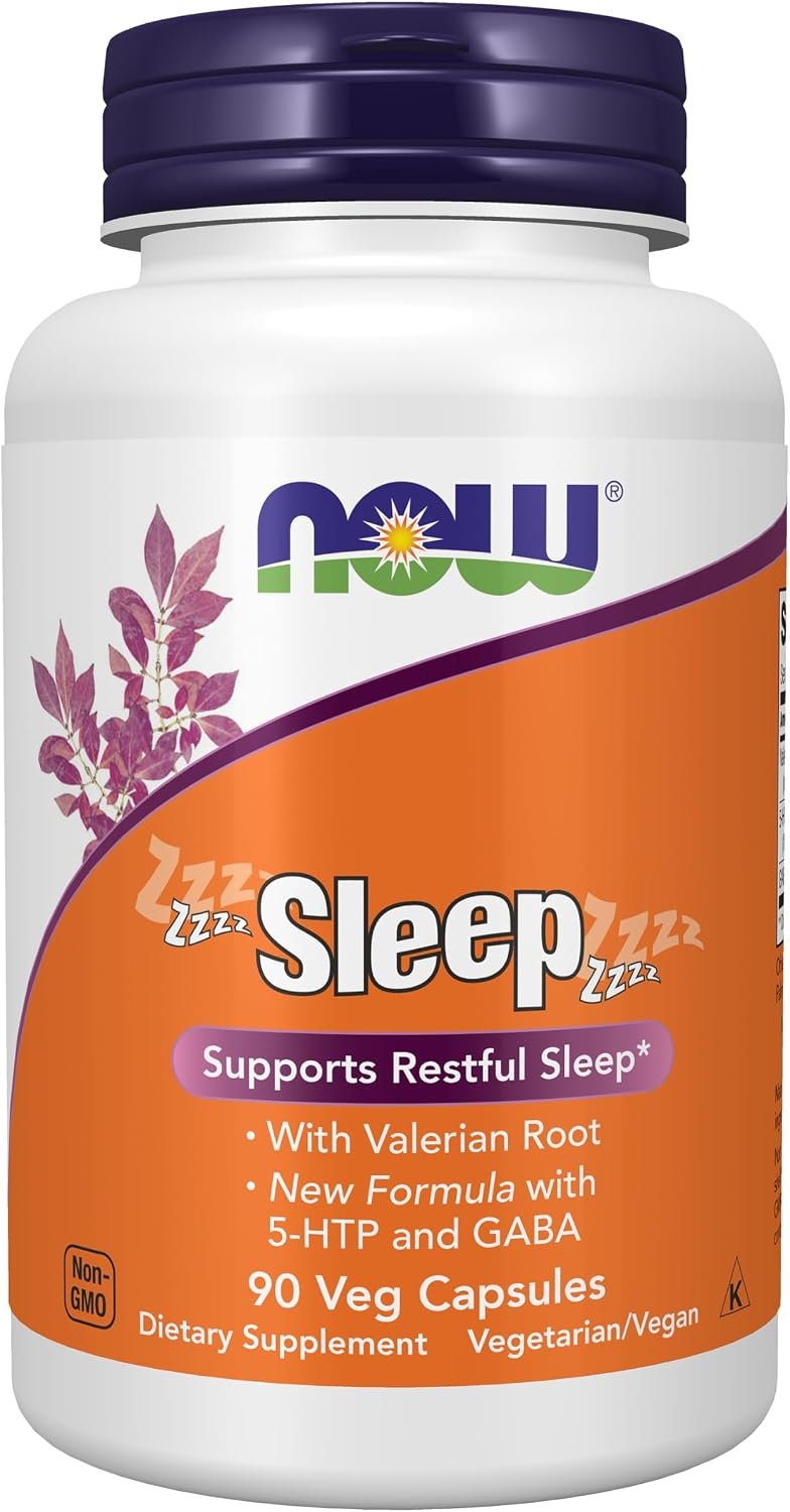 NOW Foods Supplements, Sleep with Valerian Root Extract Plus Hops, Passionflower and GABA, Botanical Sleep Blend*, 90 Veg Capsules
