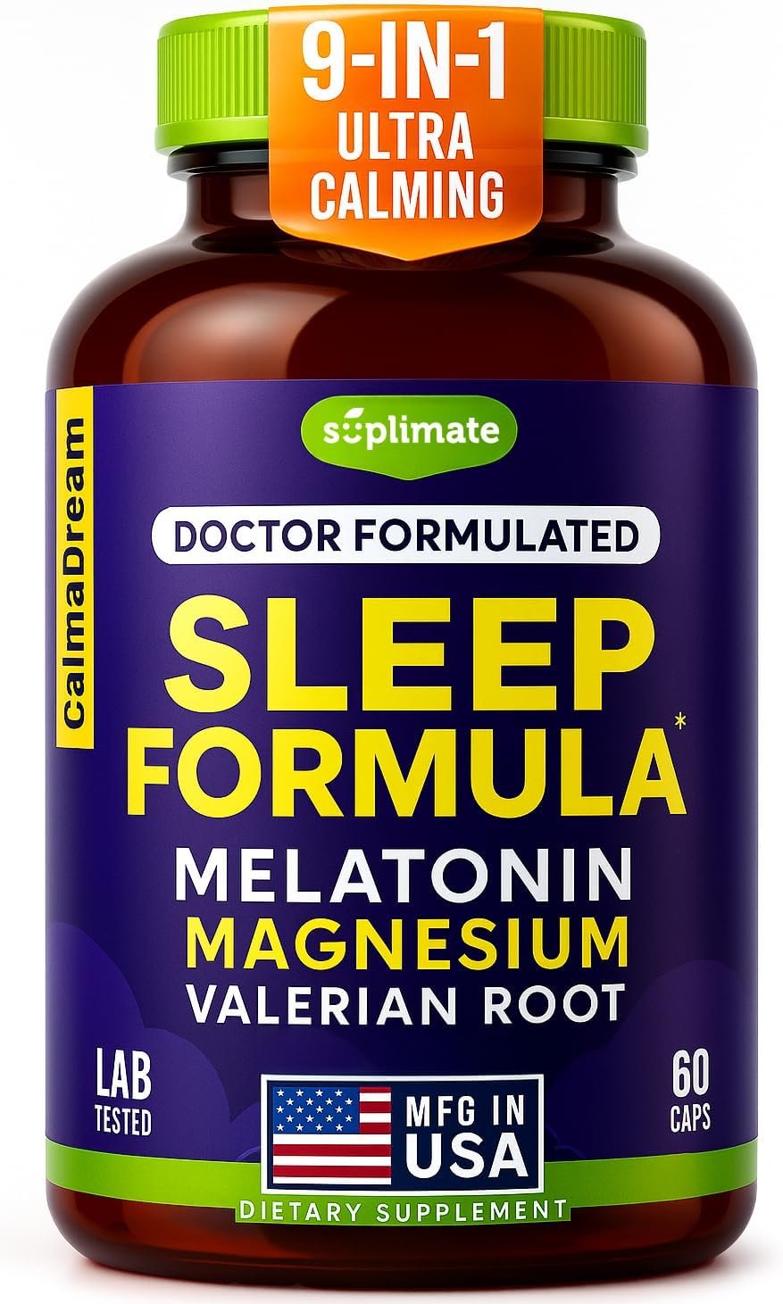 Calmadream Natural Sleep Aid for Adults, Melatonin Magnesium Sleep Formula