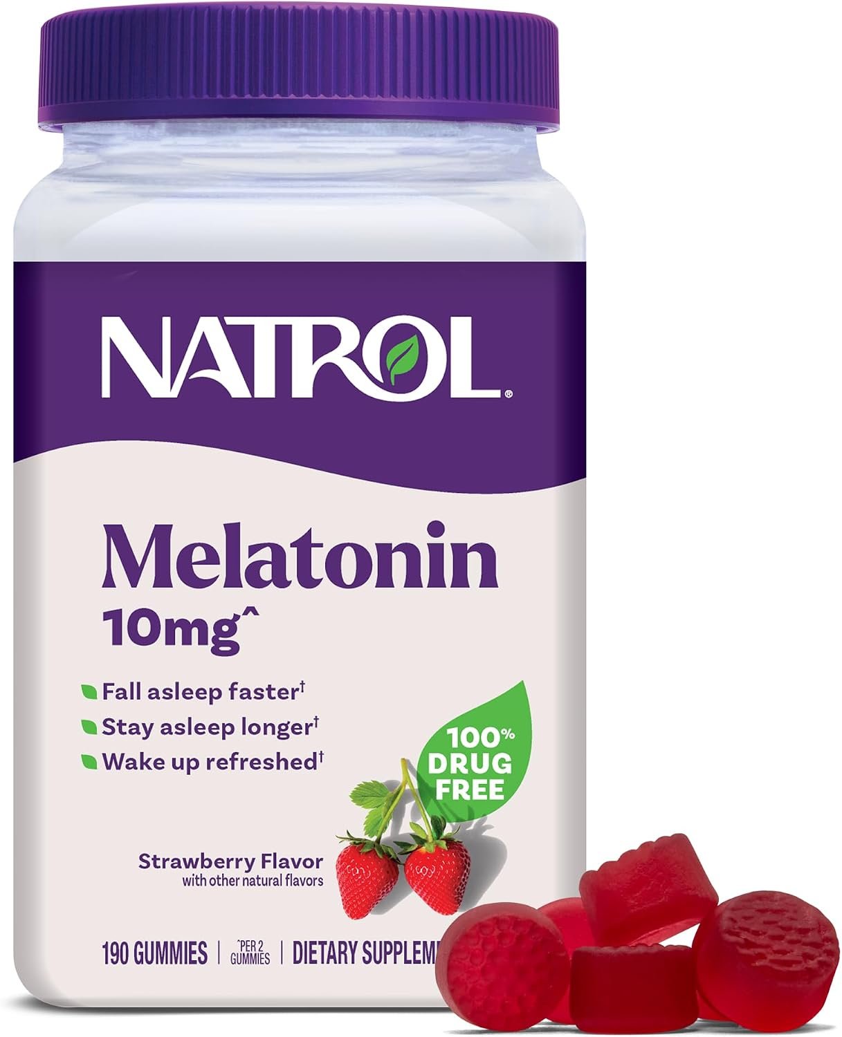 Natrol Melatonin 10 mg Gummies, Sleep Support for Adults, 190 Gummies