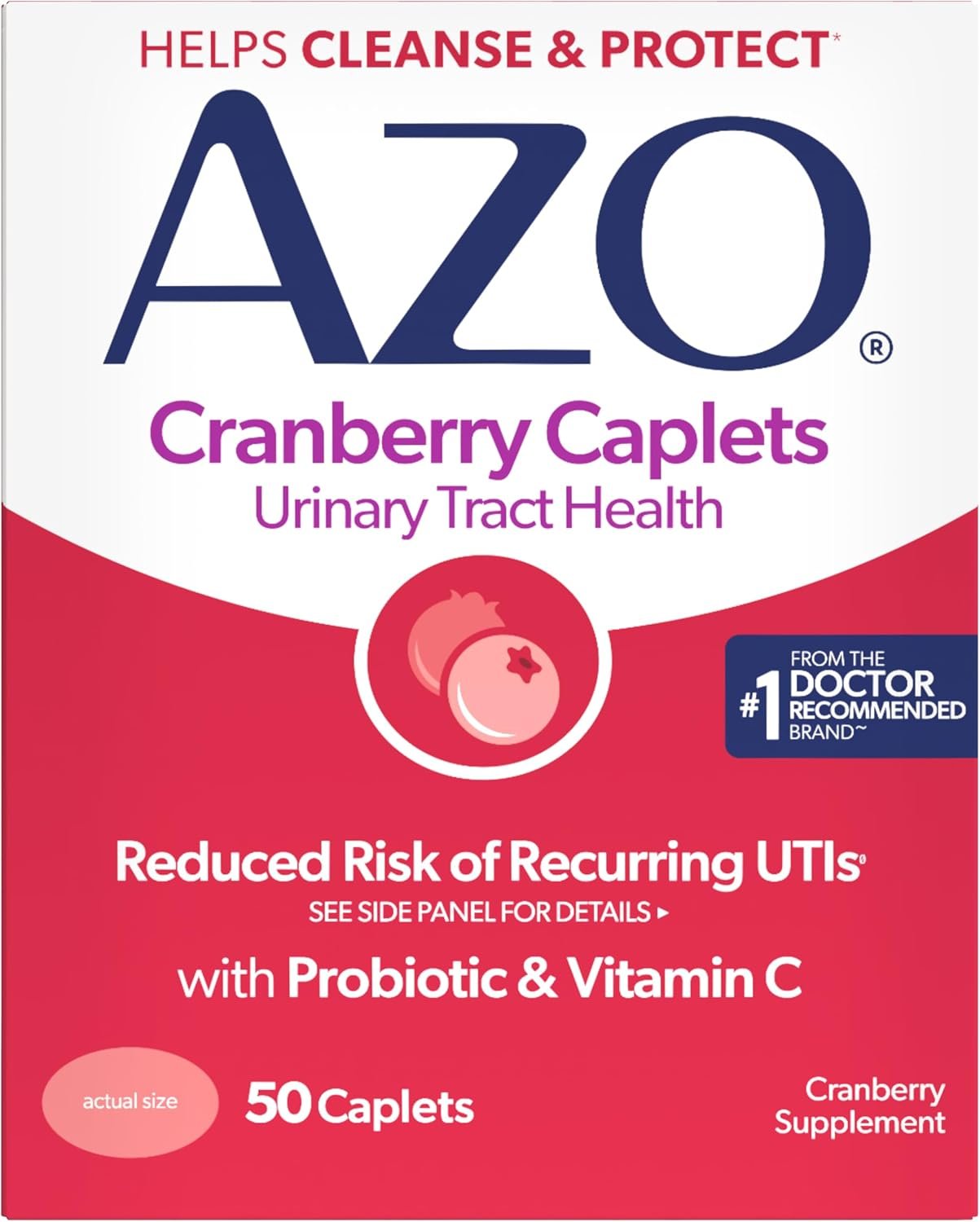 AZO Cranberry Pills for Urinary Tract Health for Women & Men, 50 Caplets
