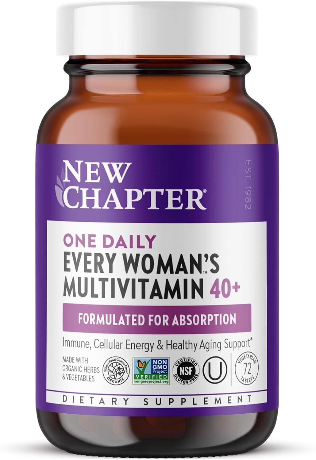 New Chapter Every Woman’s One Daily 40+ Multivitamin, 72 Tablets | Supports Immune, Bone, Skin, and Cellular Energy Health, Non-GMO, Gluten Free, Dairy Free, Vegetarian and Kosher