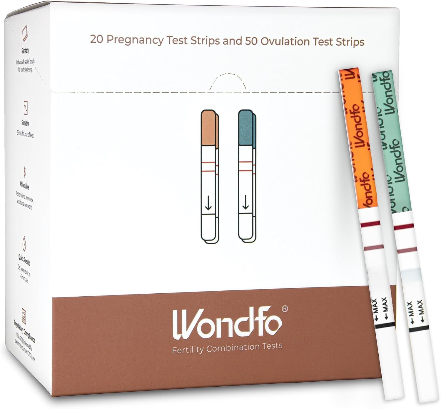Wondfo 50 Ovulation Test Strips and 20 Pregnancy Test Strips Kit