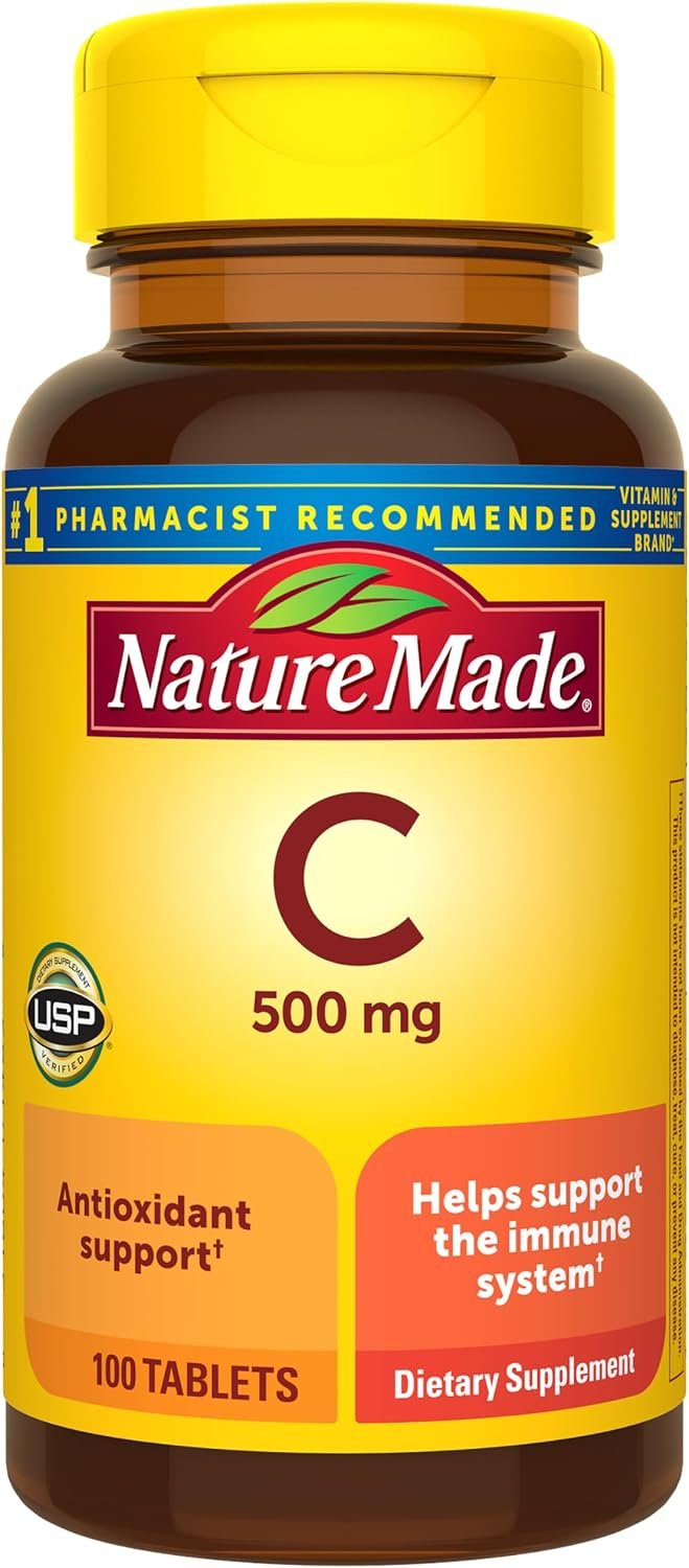 Nature Made Vitamin C 500 mg Tablets for Daily Immune Support, 100 Count