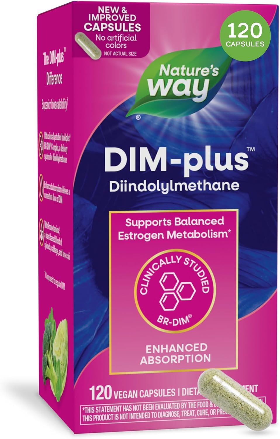 Nature’s Way DIM-Plus DIM Supplement, BR-Diindolylmethane 100 mg, 120 ct