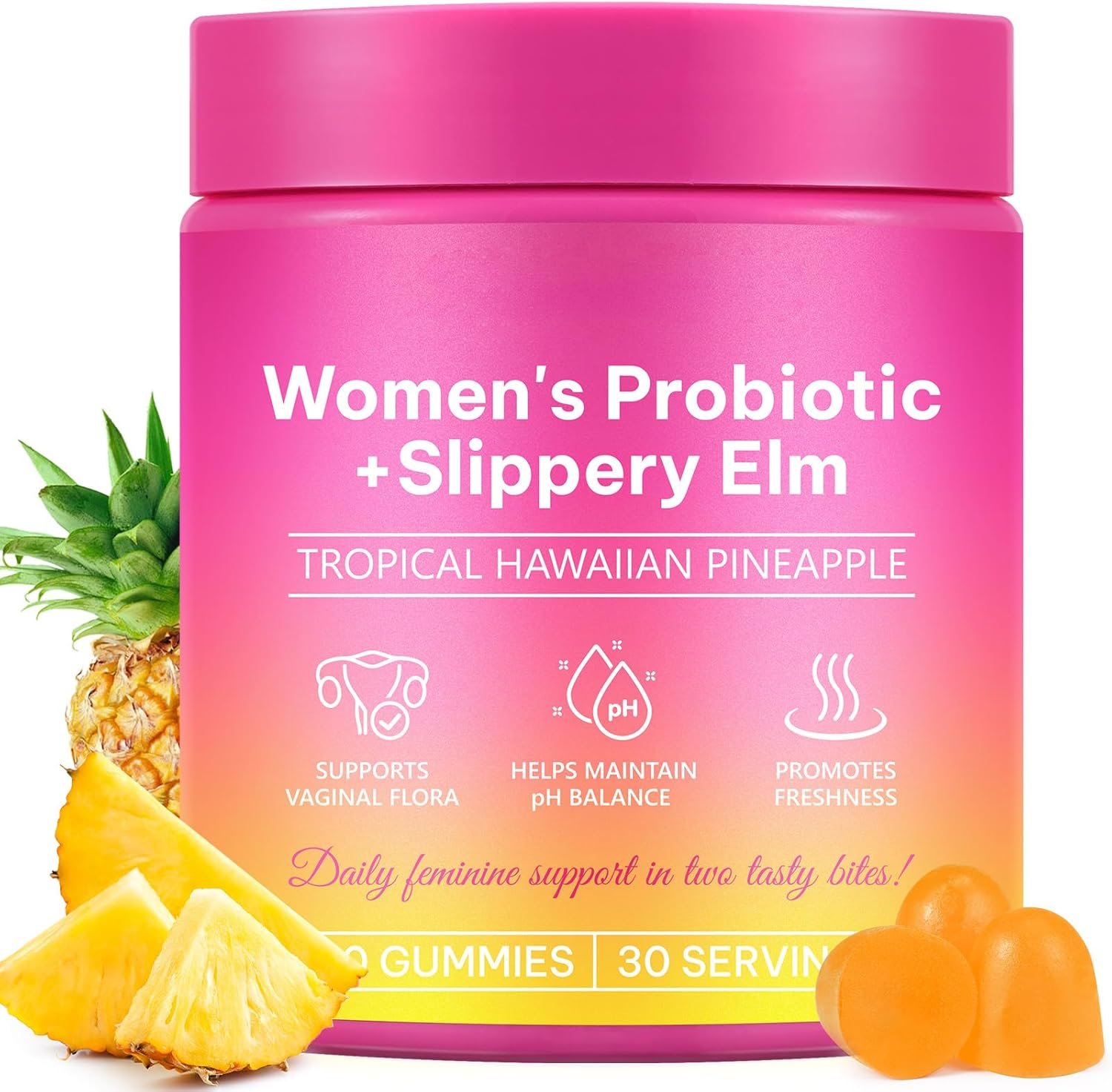 Women’s Probiotic Gummies for Vaginal Health – pH Balance & Immune Support Supplement, Pineapple Flavor, 60 Count | Feminine Care Vitamins for Women