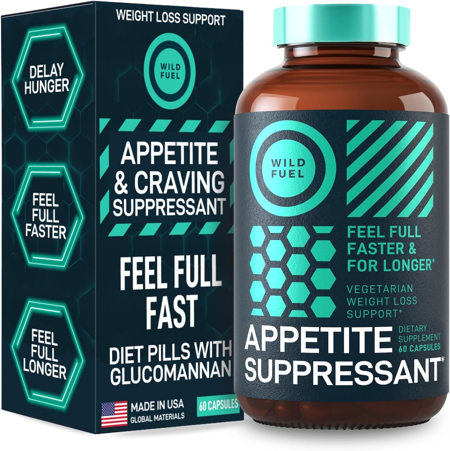 Appetite Suppressant for Weight Loss, Hunger Suppressant – Diet Pills That Work Fast for Women and Men – Garcinia Cambogia, Glucomannan, White Kidney Bean Carb Blocker and Fat Burner – 60 Veggie Caps