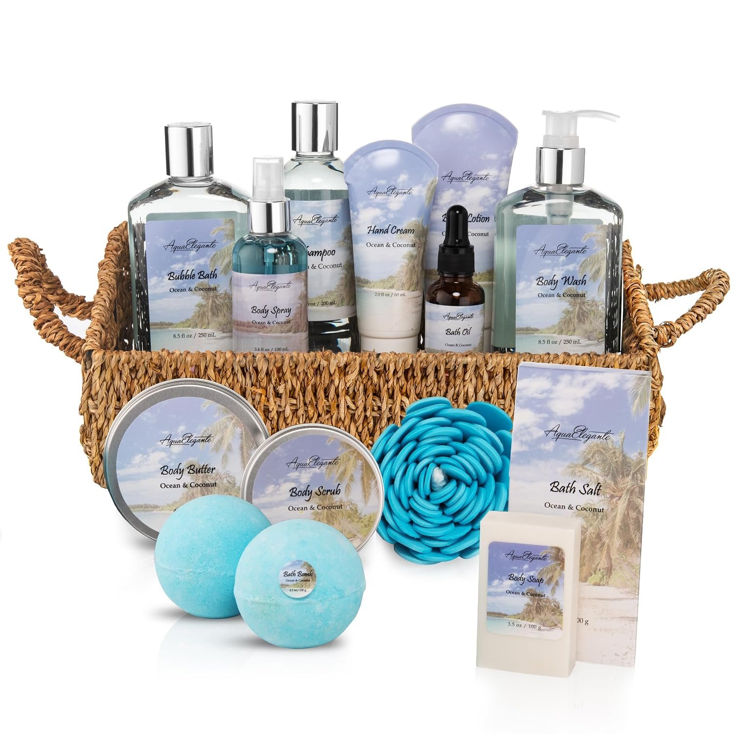 Aqua Elegante Premium Spa Gift Basket For Women – Ocean & Coconut