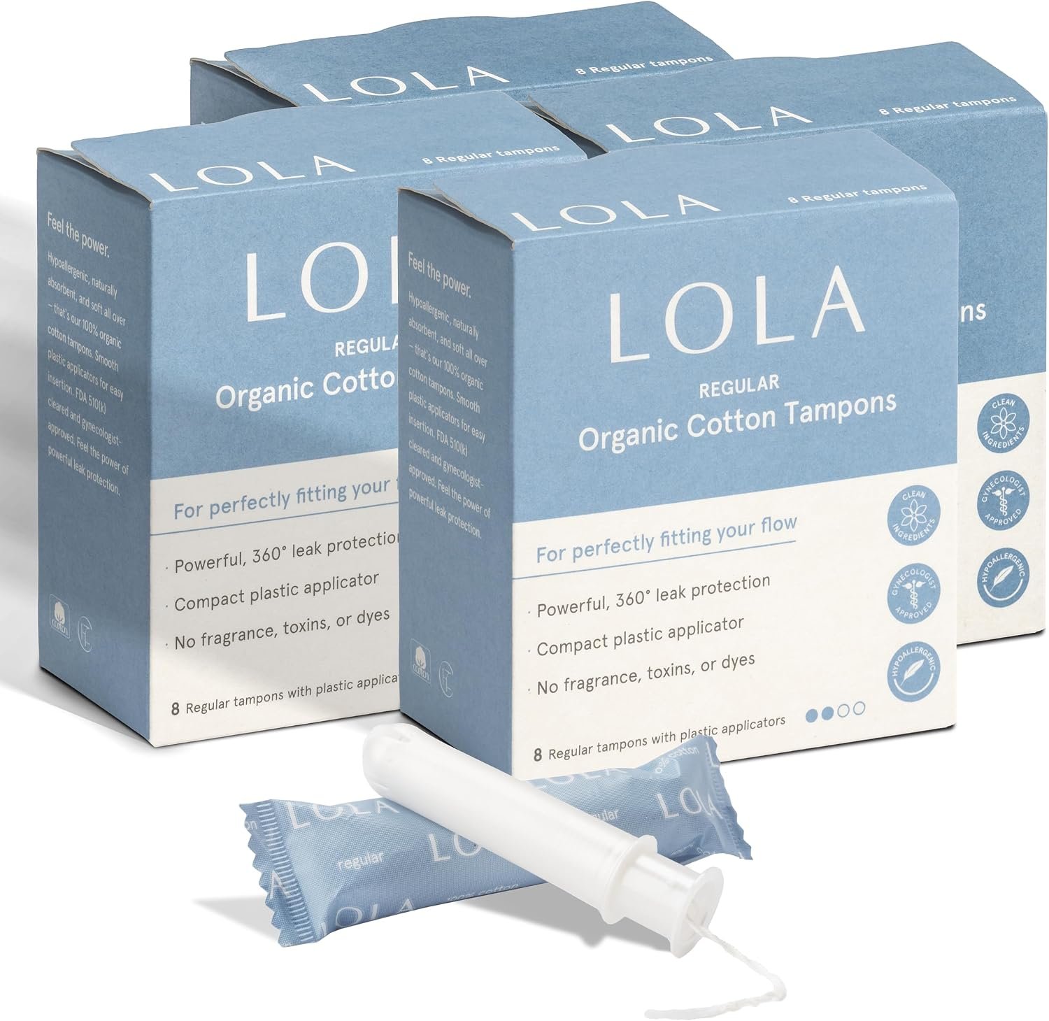 LOLA Organic Tampons, Regular Absorbency, 32 Count