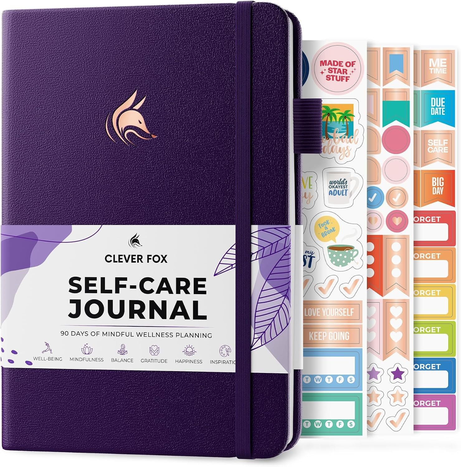 Clever Fox Self-Care Journal for Women, Daily Planner 5.8×8.3 Purple | 3-month mental health journal, habit tracker, wellness journaling supplies for women & teen girls, gratitude & mood log