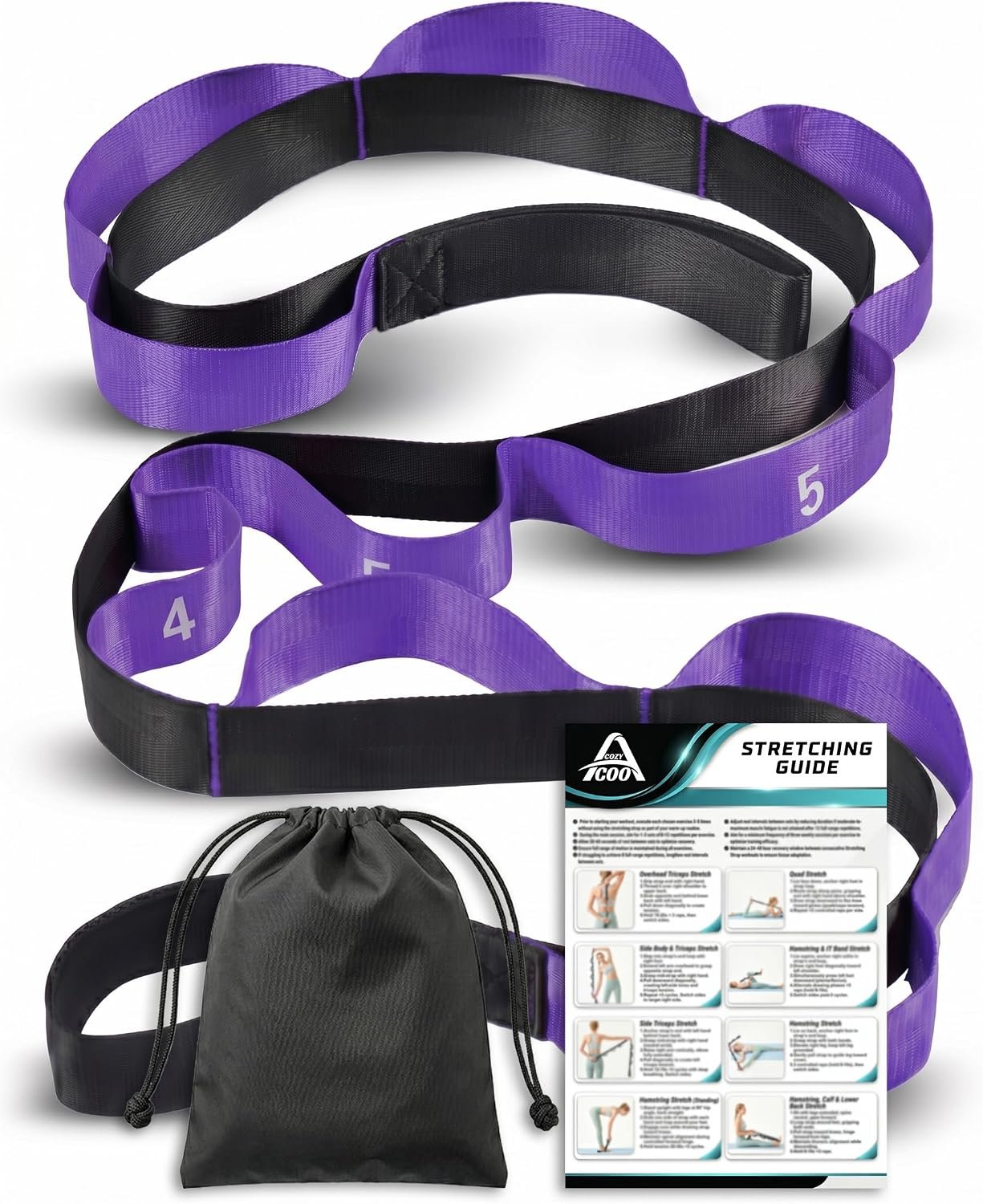 Acozycoo Stretching Strap with Loops for Physical Therapy,Knee,Calf,Back