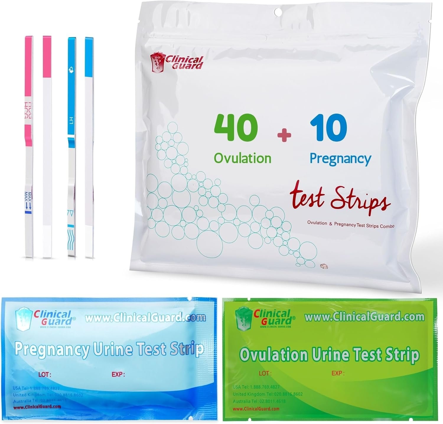 Clinical Guard Ovulation and Pregnancy Test Strips – 40 Ovulation Test Strips and 10 Pregnancy Test Strips, Ovulation Kit, Lh Test Strips, Ovulation Tests, Hcg Test Strips, Fertility Test for Women
