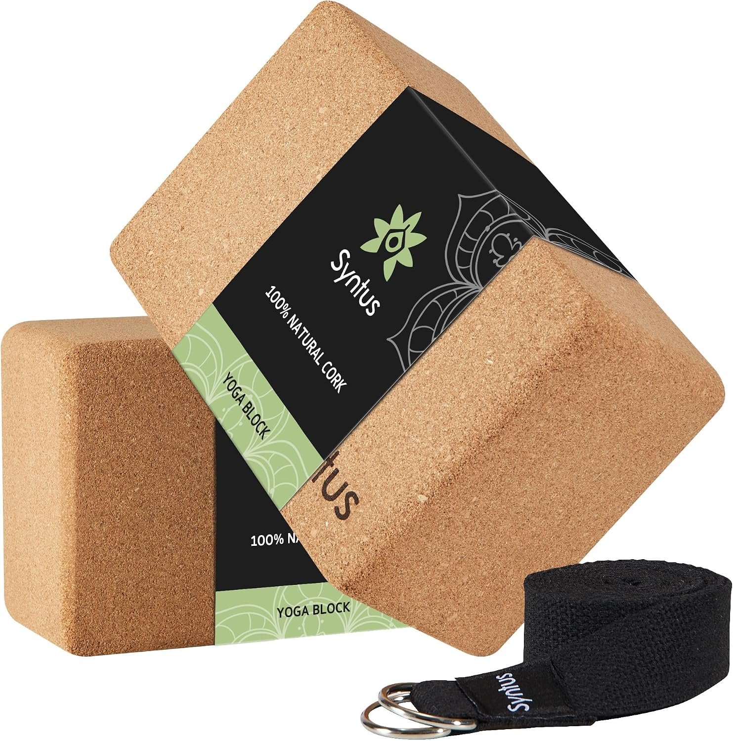 Syntus Yoga Block & Strap Set for Fitness, Pilates, Stretching and Toning