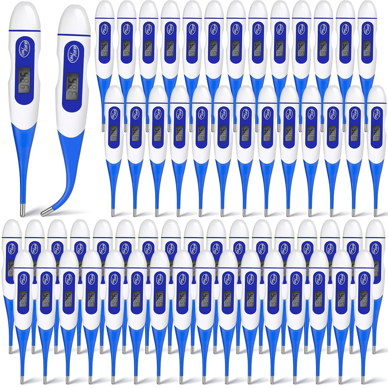 TrelaCo 64 Pcs Digital Thermometers, Oral Fast Reading, Blue