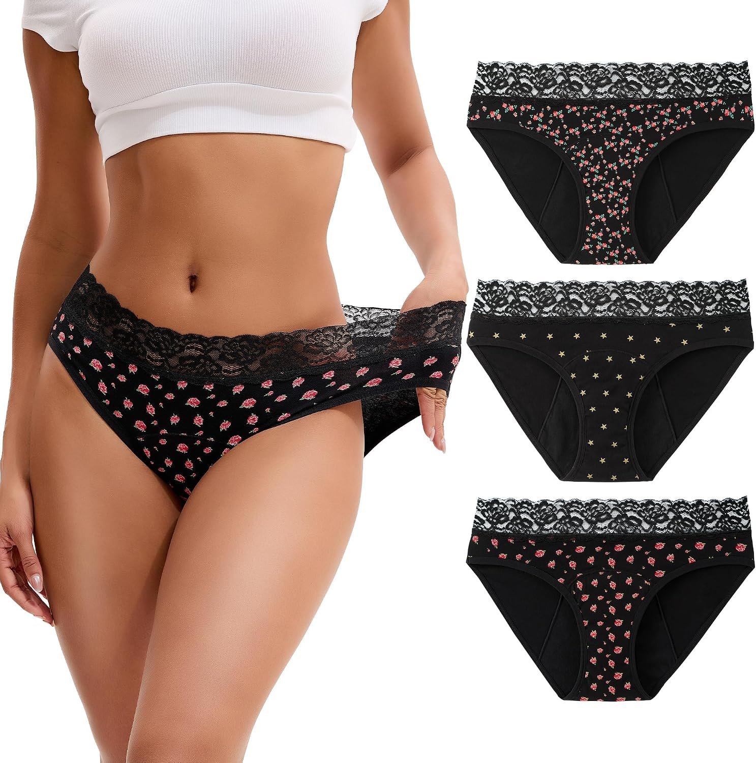 INNERSY Women’s Period Underwear Cotton Hipster 3-Pack