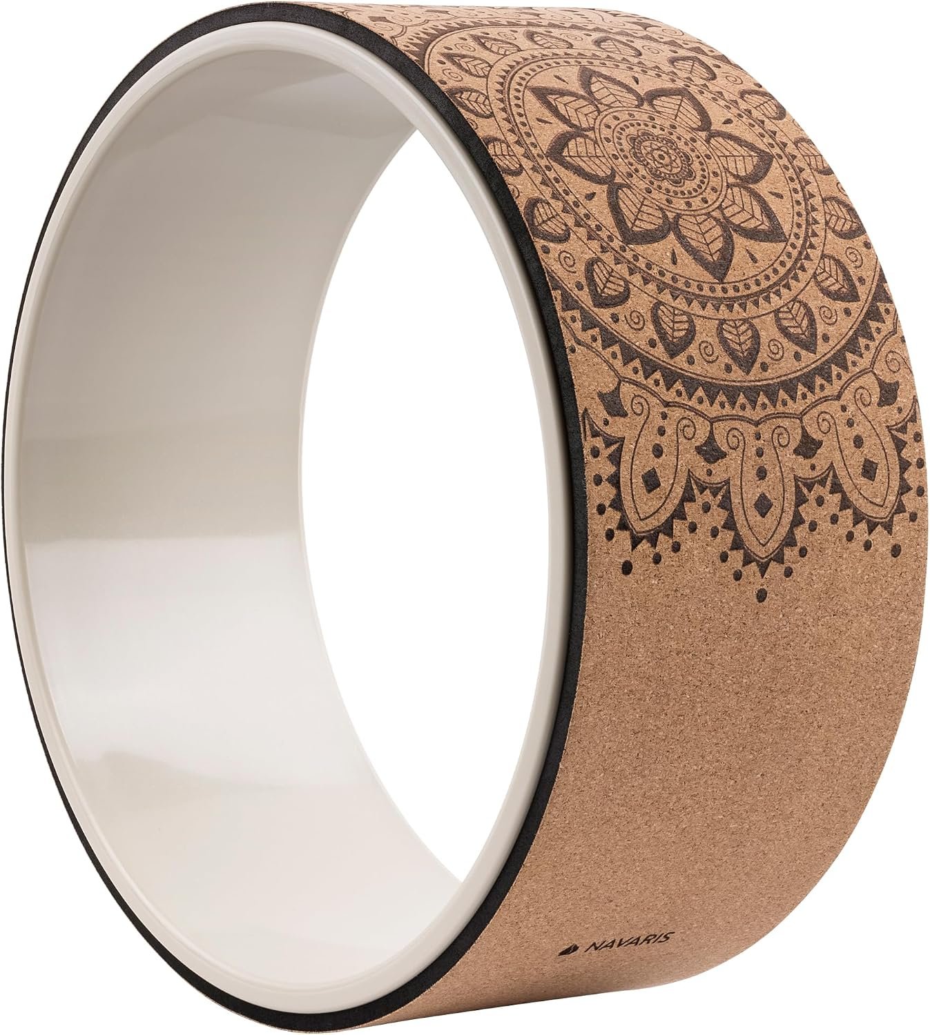 Navaris Cork Yoga Wheel – Prop for Stretching, Flexibility, Back Bends – Helps Deepen Poses and Stretch Back, Shoulders, Chest – 13″ (33cm) Diameter