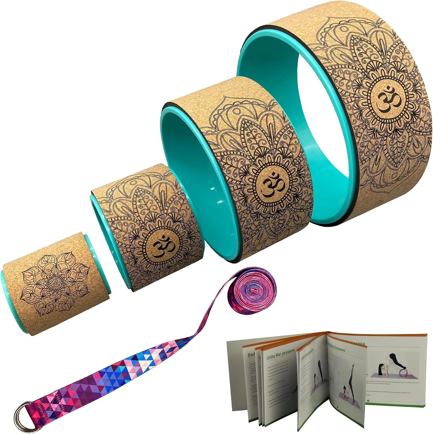 Aozora Yoga Wheel 13″ with Most Detailed Book Step by Step Guide on How to Do 30+ Poses! Perfect for Stretching and Improving Backbends
