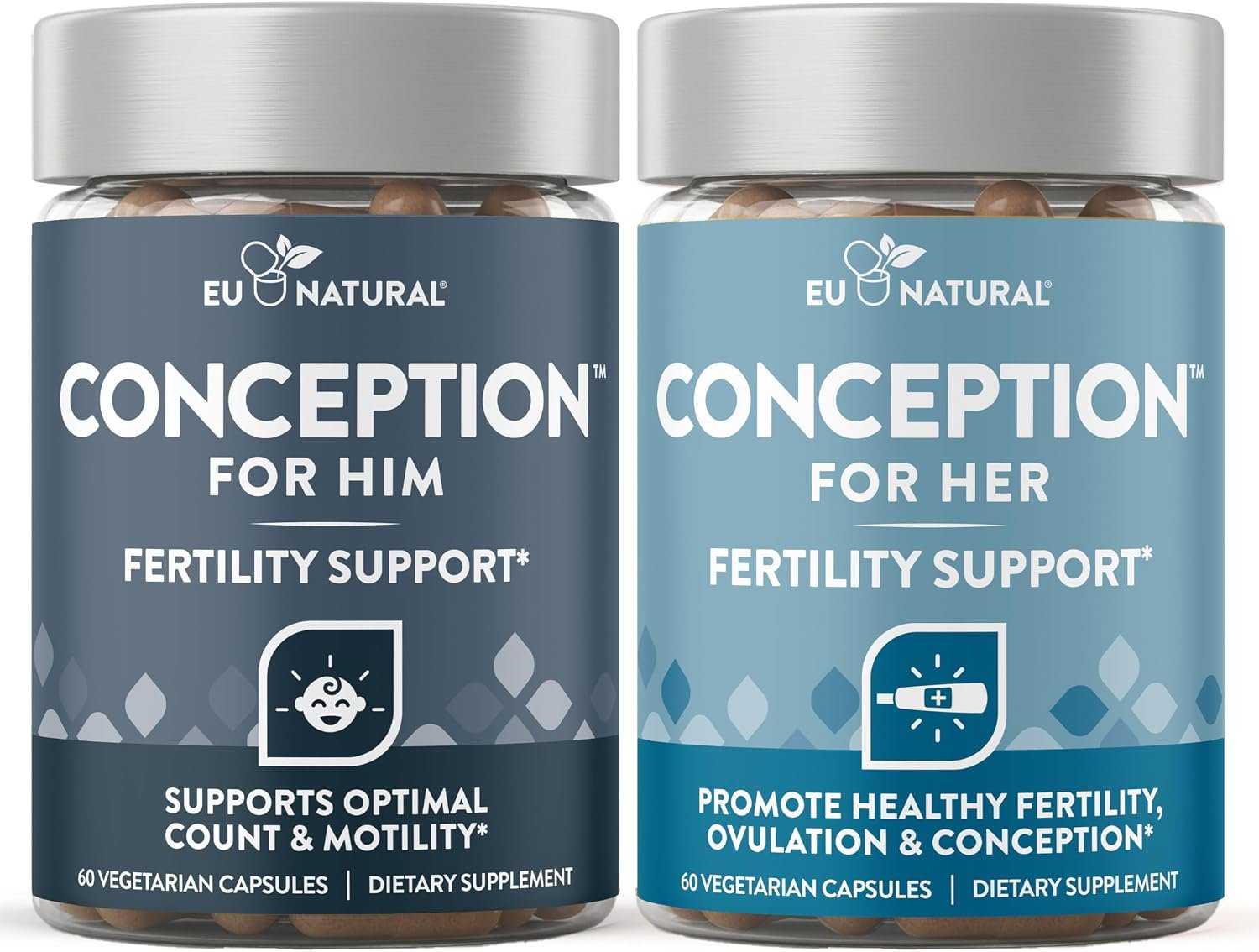 Conception for Her & Him Fertility Supplement Bundle, 120 Veg Capsules