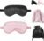 Geyoga Silk Satin Sleep Mask with Ear Plugs, Blindfold,Black, Pink