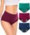 PULIOU Period Underwear for Women Heavy Flow High Waisted Menstrual Panties Teens Cotton Postpartum Hipster 3 Pack Black