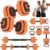 Rendpas Adjustable Dumbbell Set of 2 with Connector, 45/65/85 lbs Free Weights, 4-in-1 Barbell Kettlebell Push Up Stand Home Gym for Men Women