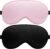 Silk Flat Sleep Eye Mask for Men Women, Non-3D, Black & Pink