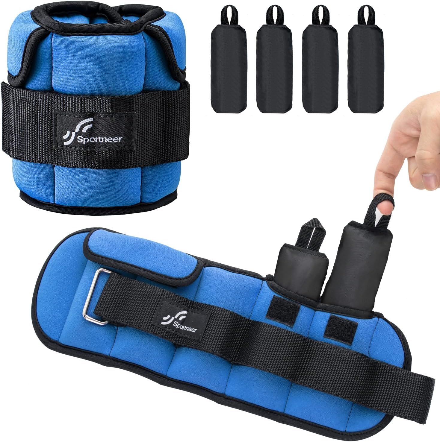 Sportneer Upgrade Adjustable Ankle and Wrist Weights for Women and Men 1-7 lbs / 1-10 lbs Set | Comfortable, Secure Fit for Walking, Running, Fitness, Physical Therapy, Home Gym
