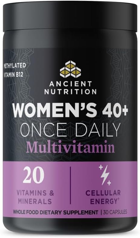 Ancient Nutrition Multivitamin for Women, Multi Women’s 40+ Once Daily, Magnesium, Methylated Vitamin B, C, K2, Folate and Iron Supplement, 30ct
