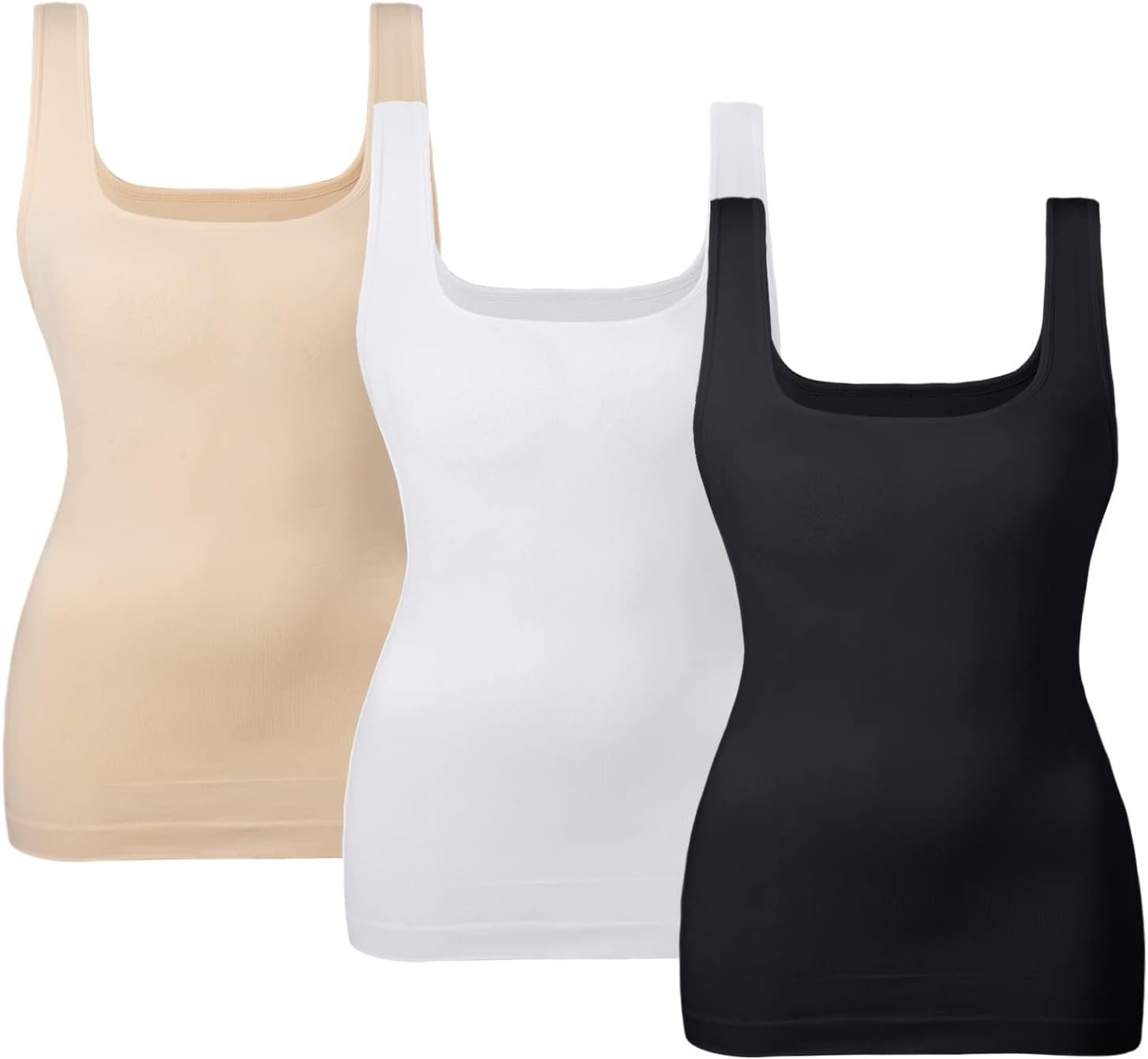 EUYZOU Women’s Tummy Control Shapewear Tank Tops Seamless Square Neck Compression Tops Slimming Body Shaper Camisole