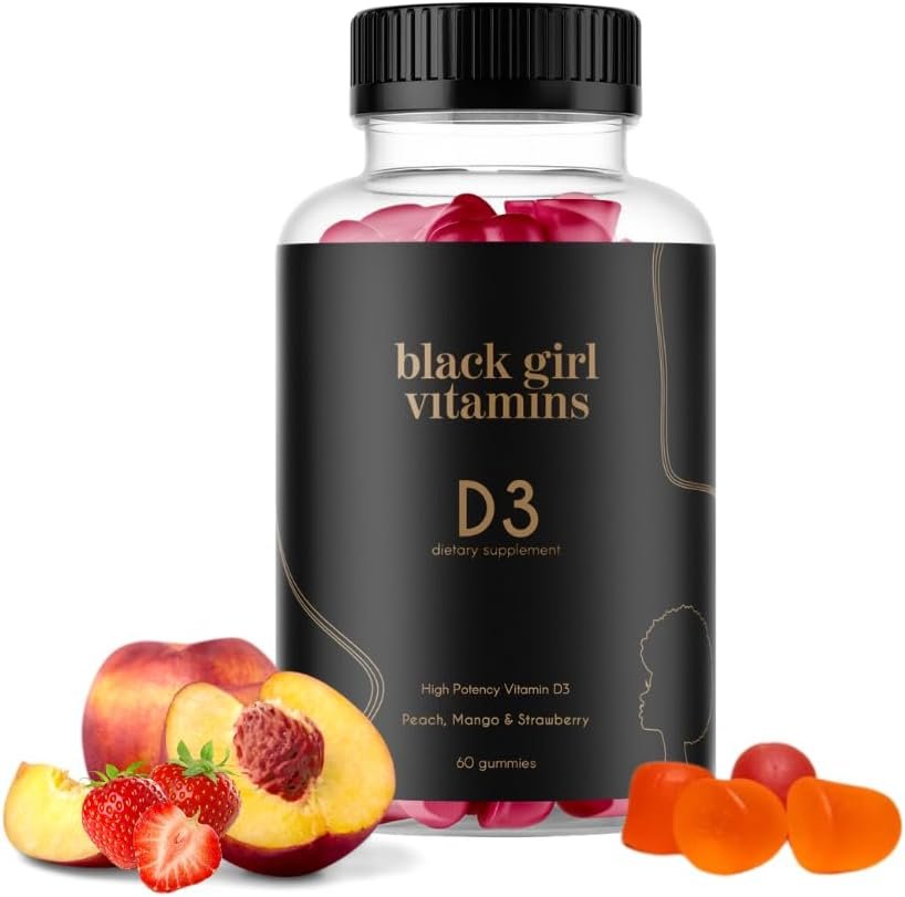 Black Girl Vitamins – Vitamin D3 Gummies, for Immune, Energy, and Bone Support, 2000IU (50mcg) Vitamin D per Serving, Gluten-Free Vitamin D Gummies
