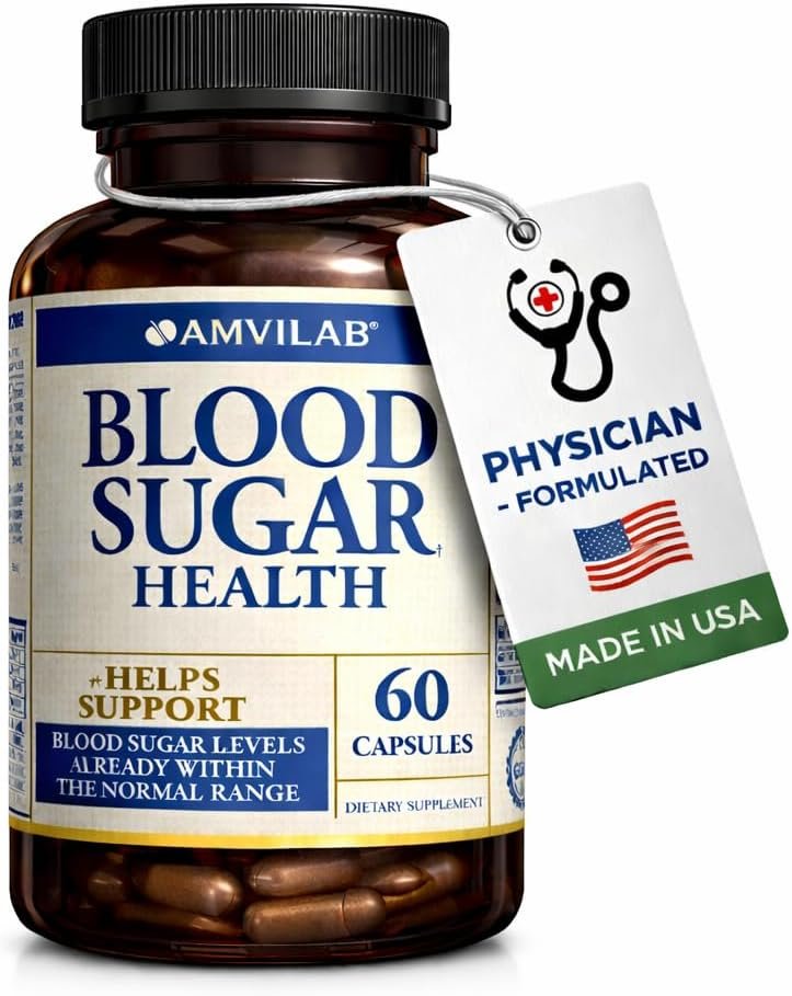 Blood Sugar Health Natural 20 Herbs and Vitamins with Cinnamon, Alpha Lipoic Acid to Support Health, Non-GMO, for Men Women, Supports Healthy Energy Levels – 60 Herbal Pills – 30 Day Supply